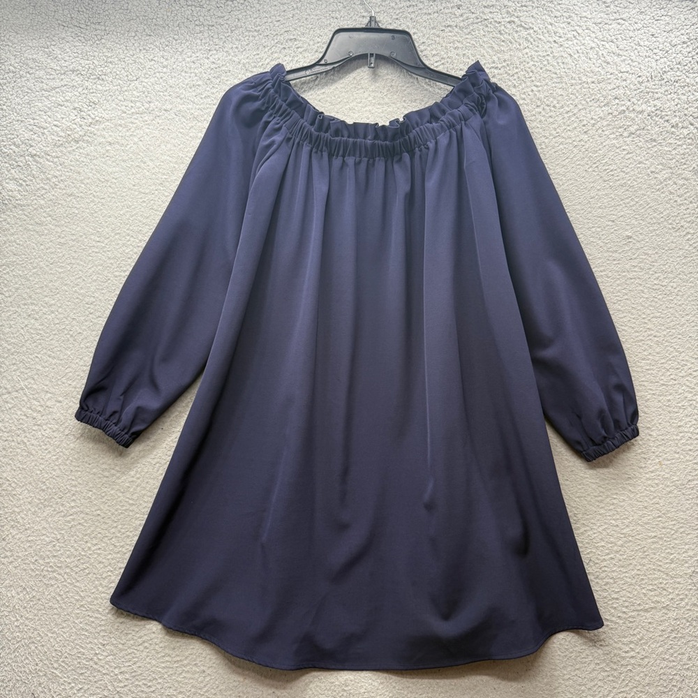 IXIAH Free People Ruffle Off-the-Shoulder Long Sleeve Dress Navy Blue Size 4